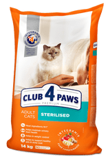 Club4Paws Premium pre kastrované mačky 14kg + 1x set Club4Paws s kuraci mäsom a lososom 340g