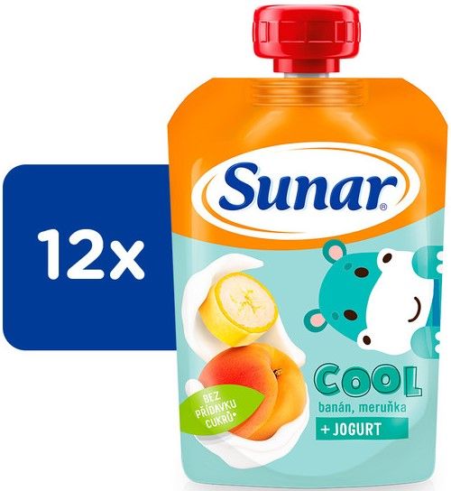 Sunar Cool ovocná kapsička, banán, marhuľa, jogurt 12 x 110 g