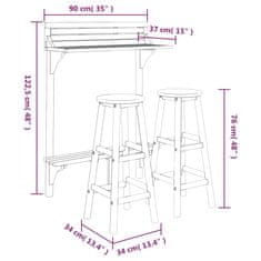Petromila vidaXL 3-dielna balkónová barová súprava akáciový masív
