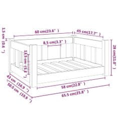 Vidaxl Psia posteľ 65,5x50,5x28 cm borovicový masív