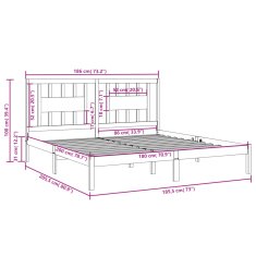 Vidaxl Rám postele, čierny, masívne drevo, 180x200 cm, Super King