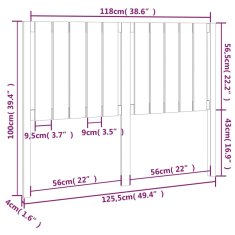 Vidaxl Čelo postele čierne 125,5x4x100 cm masívna borovica