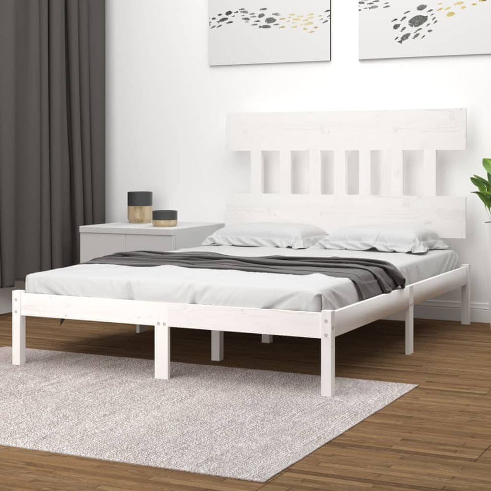 Vidaxl Rám postele, biely, masívne drevo, 120x190 cm, dvojlôžko