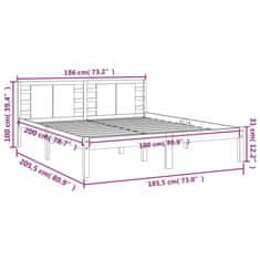 Vidaxl Rám postele, biely, masívne drevo, 180x200 cm, Super King