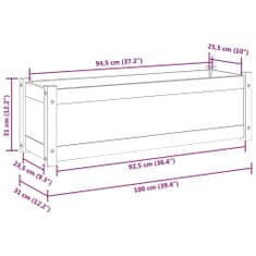 Vidaxl Záhradný kvetináč biely 100x31x31 cm borovicový masív