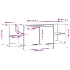 Vidaxl TV skrinka lesklá biela 130x35x50 cm drevotrieska