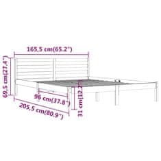 Vidaxl Posteľný rám masívna borovica 160x200 cm sivý