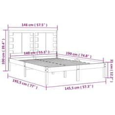 Vidaxl Rám postele, medovo hnedý, masívne borovicové drevo, 140 x 190 cm