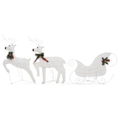 Vidaxl Vianočná vonkajšia dekorácia so sobmi a saňami 100 LED biela