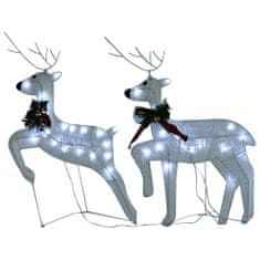 Vidaxl Vianočná vonkajšia dekorácia so sobmi a saňami 100 LED biela