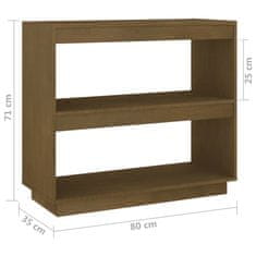 Vidaxl Knižnica medovo-hnedá 80x35x71 cm borovicový masív