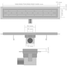 Vidaxl Rovný sprchový odtok s líniami 2 ks 630x140 mm nehrdzavejúca oceľ