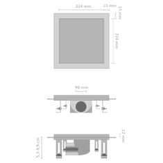 Vidaxl Sprchový odtok s 2 v 1 plochým krytom a krytom pre vloženie dlaždice 25x25 cm nehrdzavejúca oceľ