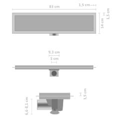 Vidaxl Sprchový odtok s krytom 2 v 1 83x14 cm nehrdzavejúca oceľ