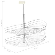 Vidaxl 2-pochodový drôtený kuchynský kôš otočný o 180° strieborný 85x44x80 cm