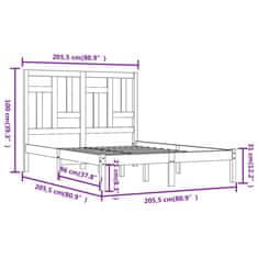 Vidaxl Posteľný rám sivý borovicový masív 200x200 cm