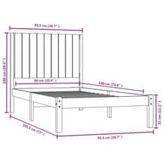 Vidaxl Posteľný rám borovicový masív 90x190 cm 3FT jednolôžko