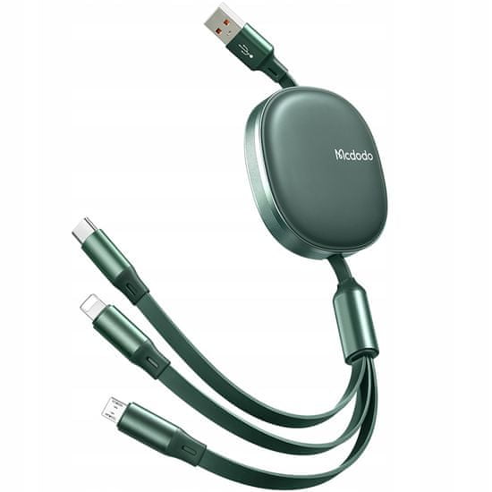 Mcdodo MCDODO VÝSUVNÝ TELEFÓNNY KÁBEL PRE IPHONE/ MICRO USB/ USB-C 3V1 66W CA-1201