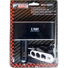 4Car Roztrojka zapaľovača s USB pevná 12V/24V