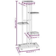 Vidaxl 5-posch. stojan na kvety s kolieskami 44x23x100cm čierny železo