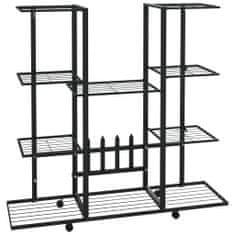 Vidaxl Stojan na kvety s kolieskami 94,5x24,5x91,5 cm čierny železný