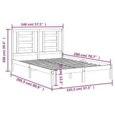 Vidaxl Posteľný rám borovicový masív 140x200 cm