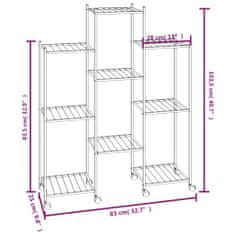 Petromila vidaXL Stojan na kvety s kolieskami 83x25x103,5 cm čierny železný