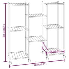 Vidaxl Stojan na kvety s kolieskami 83x25x83,5 cm čierny železný