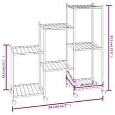 Petromila vidaXL Stojan na kvety s kolieskami 83x25x83,5 cm čierny železný