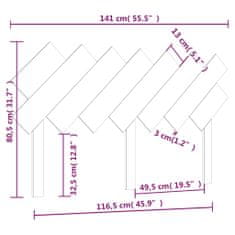 Vidaxl Čelo postele 141x3x80,5 cm masívna borovica