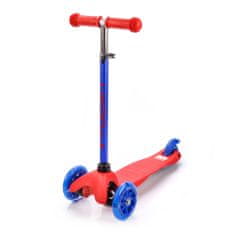 MTR Kolobežka trojkolesová MINI SCOOTER so svietiacimi kolieskami, BLUE-RED H-059-CV