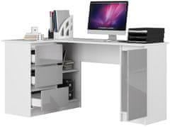Akord Rohový písací stôl B20 biely/sivý ľavý