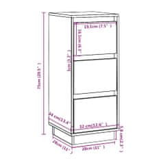 Vidaxl Komoda biela 32x34x75 cm borovicový masív