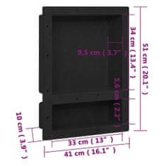 Petromila vidaXL Sprchový výklenok s 2 priehradkami matný čierny 41x51x10 cm