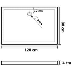 Vidaxl Sprchová vanička s protišmykovými výbežkami biela 80x120x4 cm ABS