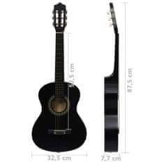 Vidaxl 8-dielna klasická gitarová sada pre začiatočníkov čierna 1/2 34"