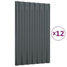 Vidaxl Antracitové strešné panely 12 ks práškovaná oceľ 60x36 cm