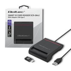 Qoltec Čítačka kariet Smart ID SCR-0642 | USB 2.0 + adaptér USB typu C