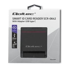 Qoltec Čítačka kariet Smart ID SCR-0642 | USB 2.0 + adaptér USB typu C