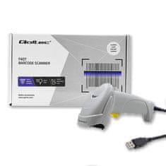 Qoltec Laserový skener čiarových kódov 1D | USB | Biely