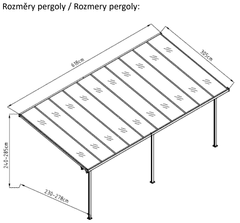 eoshop BRUCE J pergola - ŠEDÝ polykarbonát