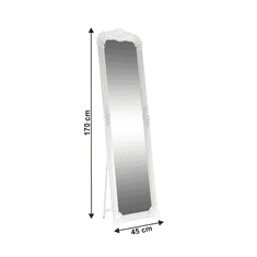 KONDELA Stojanové zrkadlo, biela / strieborná, Casius