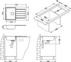 CASARREDO Nerezový drez LINE 80 vstavaný, reverzibilný