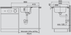 CASARREDO Nerezový drez MEDUSA CORNER 1B2D vstavaný