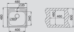 CASARREDO Nerezový drez ET-34 vstavaný