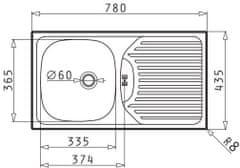 CASARREDO Nerezový drez ET-78 FLAT vstavaný