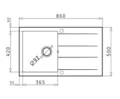 CASARREDO Pyragranitový drez ATHLOS 1B 1D PLUS (86x50) beige