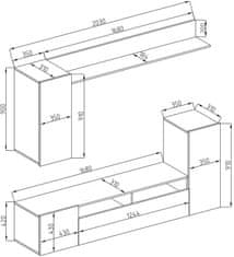 CASARREDO Obývacia stena LINE 2 čierna/biela lesk