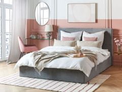 Beliani Zamatová posteľ s úložným priestorom 160 x 200 cm sivá LORIENT