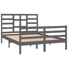 Vidaxl Rám postele, sivý, masívne drevo, 140x190 cm